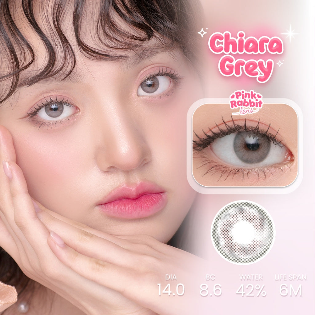 PINK RABBIT Super Comfy Chiara Grey Colored Contact Lenses - Power Range: Plano to -10.00 (Single Lens / 1 PCS)