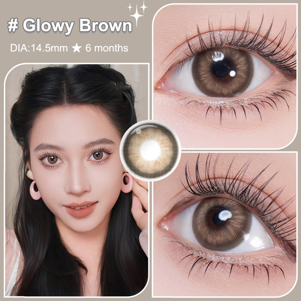 2025 Magister Softlens Minus Glowy Brown Glowy Gray Big Eys Soflens Normal 1 Pasang 6Months
