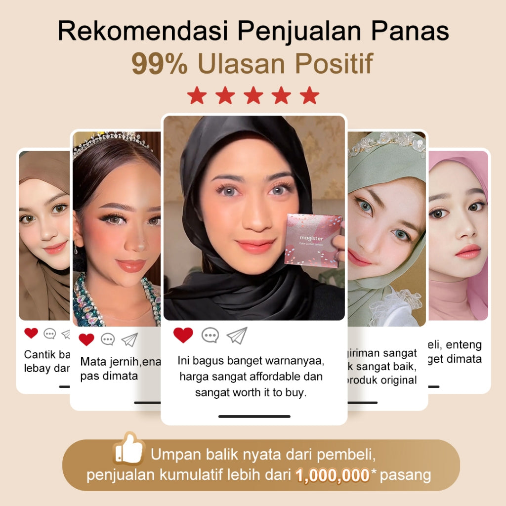 2025 Magister Softlens Minus Glowy Brown Glowy Gray Big Eys Soflens Normal 1 Pasang 6Months