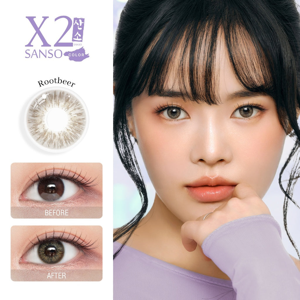 New X2 Sanso Color Robusta, Rootbeer, Dirty Matcha Softlens - Soflens X2 Diameter 14.5mm