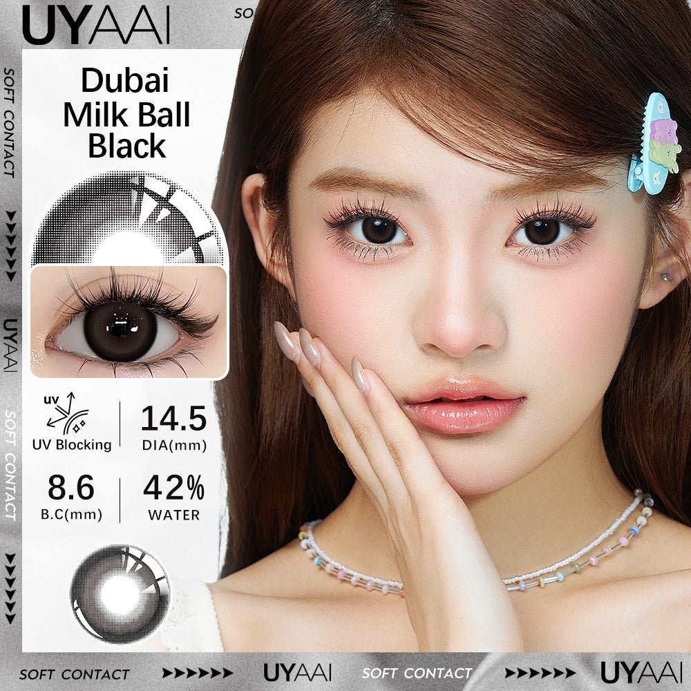 UYAAI softlens 14.5MM Minus 0.00 s/d -6.00 Mata Korea seri Milk Ball Sepasang LENSA KONTAK 6Bulan