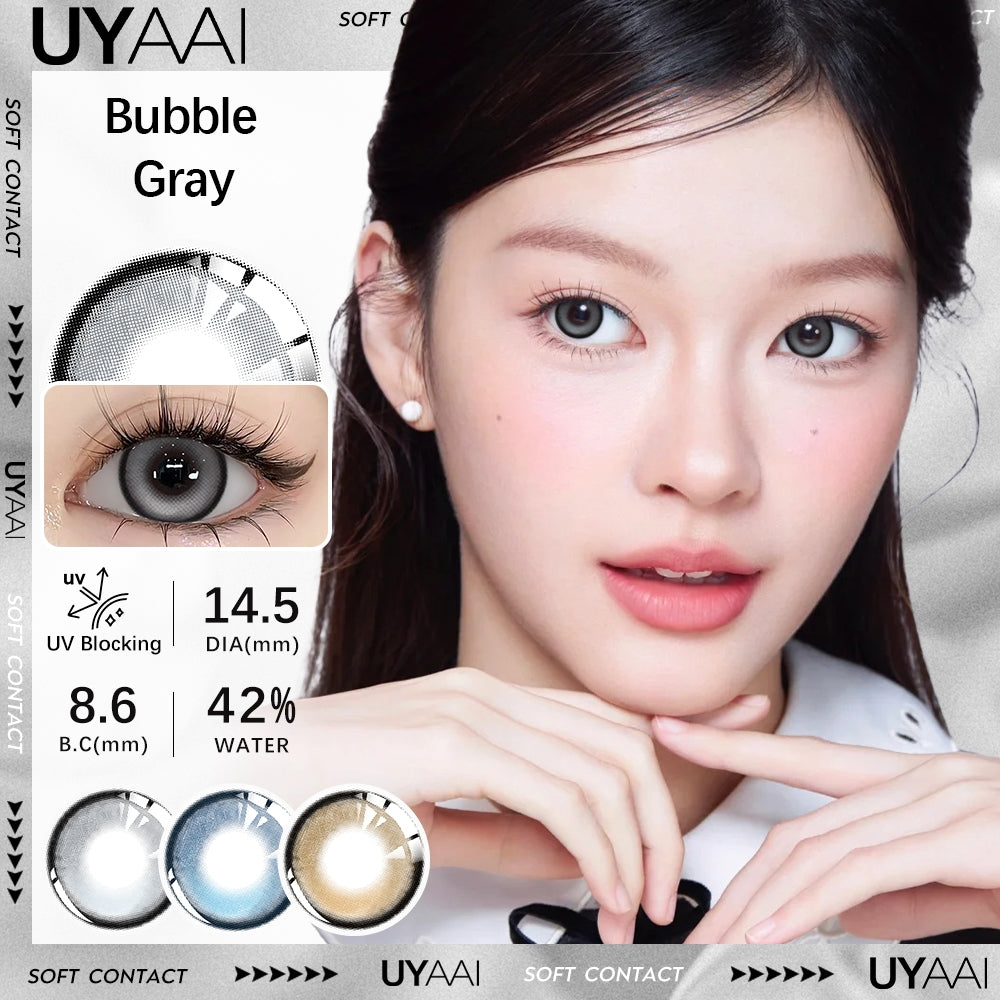 UYAAI softlens 14.5MM Minus 0.00 s/d -6.00 Mata Korea seri BUBBLE Sepasang LENSA KONTAK 6Bulan