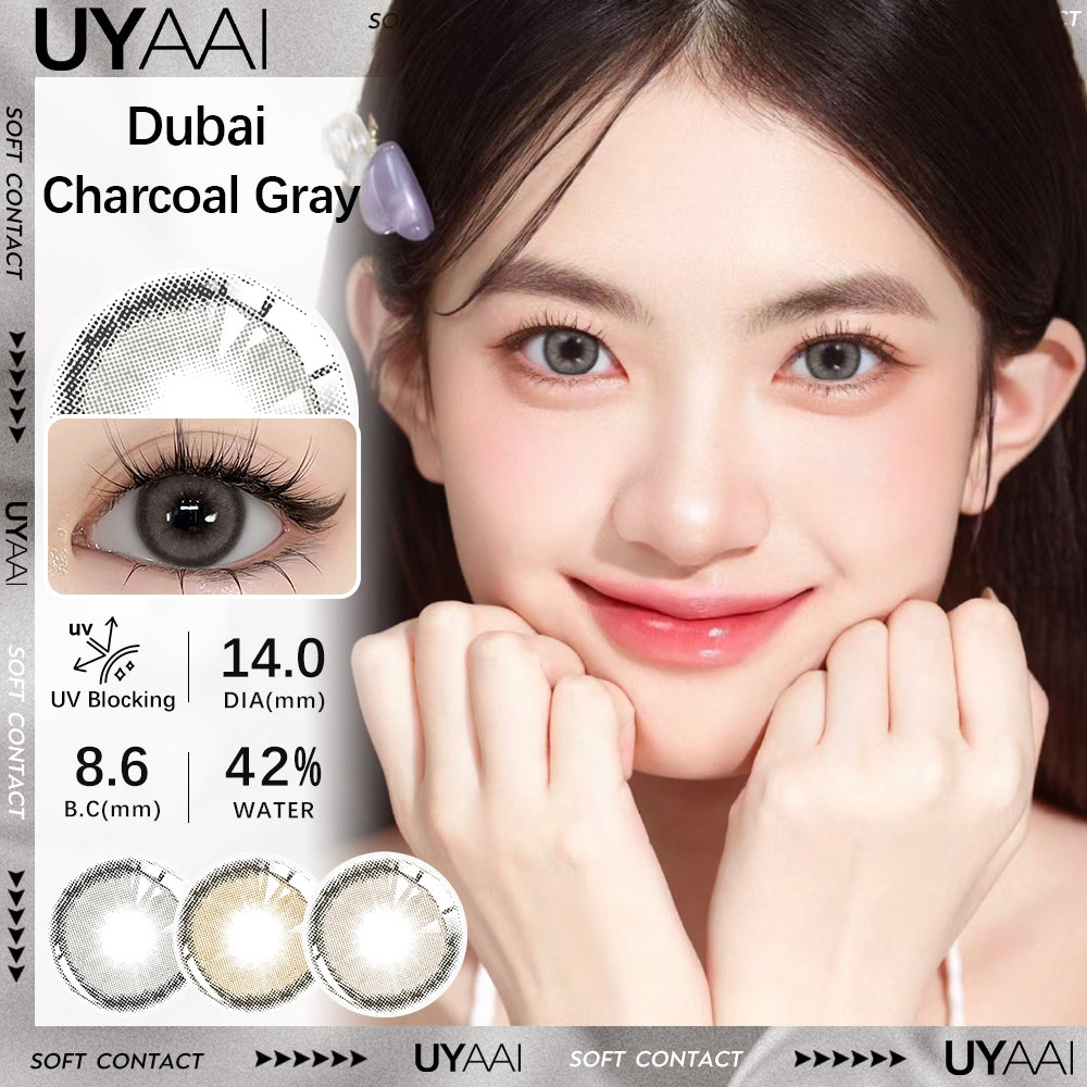 UYAAI Korean Classic Series Colored Contact Lenses - 14.0mm, Power Range: 0.00 to -6.00, 1 Pair (6 Months Supply)