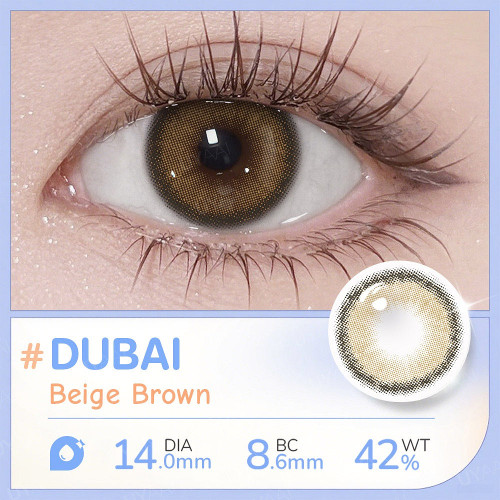 UYAAI Korean Classic Series Colored Contact Lenses - 14.0mm, Power Range: 0.00 to -6.00, 1 Pair (6 Months Supply)