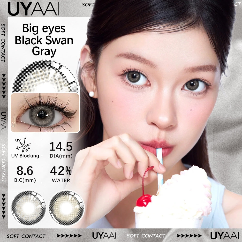 UYAAI softlens 14.5MM Minus 0.00 s/d -6.00 Mata Korea seri Black Swan Sepasang LENSA KONTAK  6Bulan