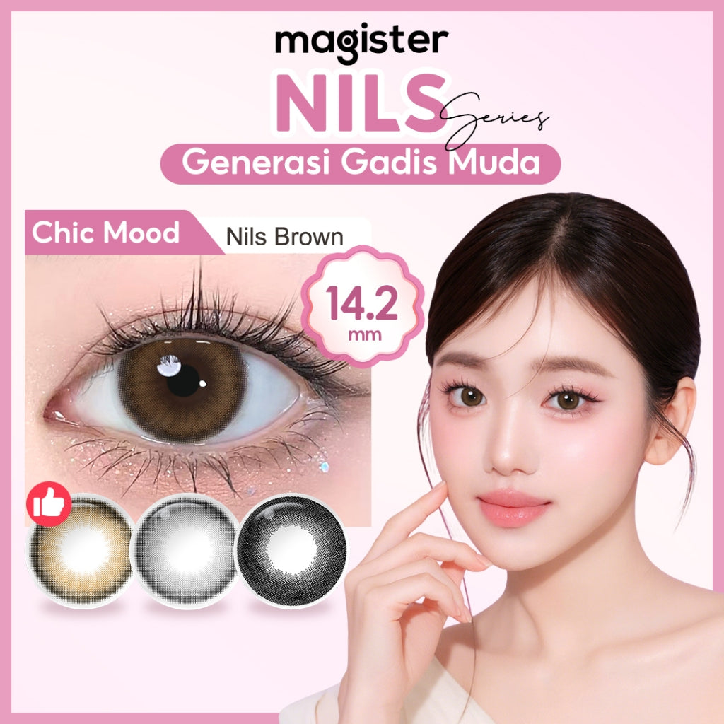 [0.00~-6.00] Magister softlens minus NILS normal 14.2 mm Gray sepasang Cocok untuk riasan Korea
