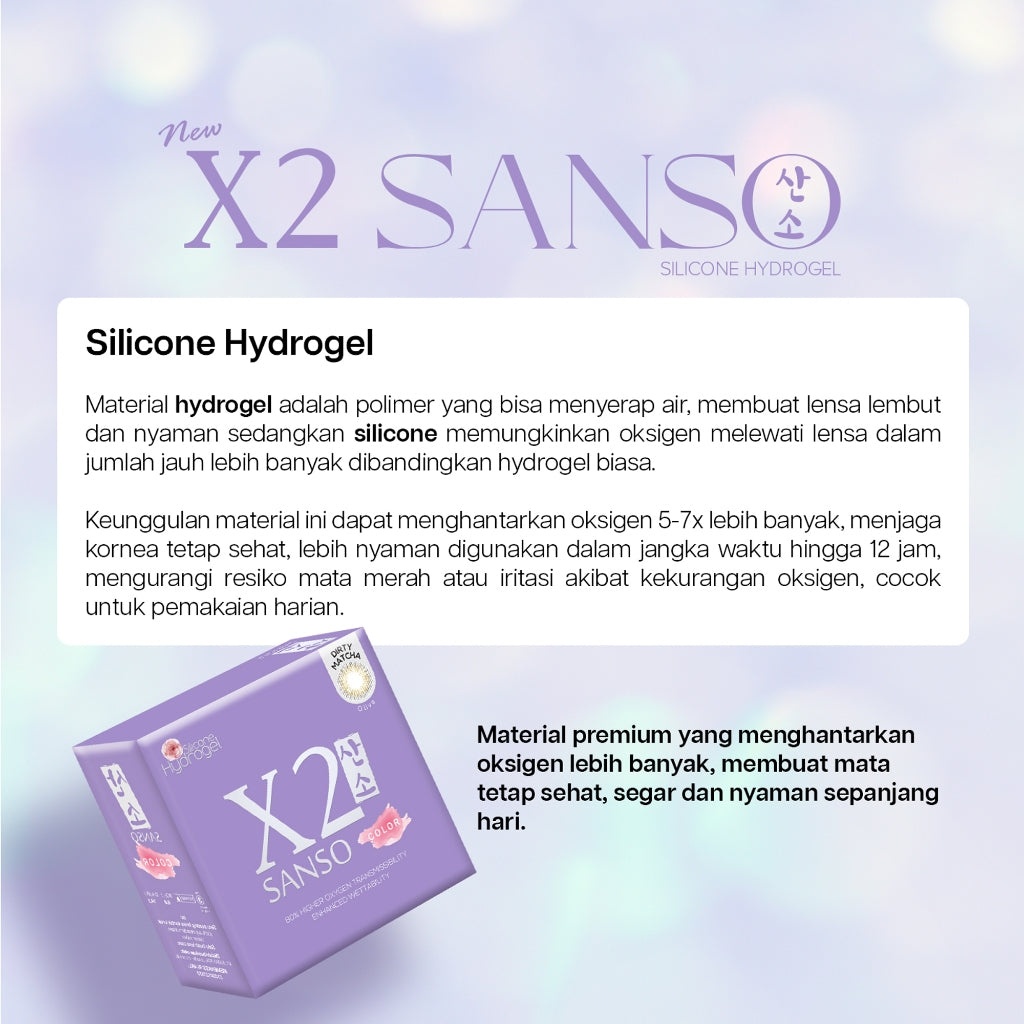 New X2 Sanso Color Robusta, Rootbeer, Dirty Matcha Softlens - Soflens X2 Diameter 14.5mm