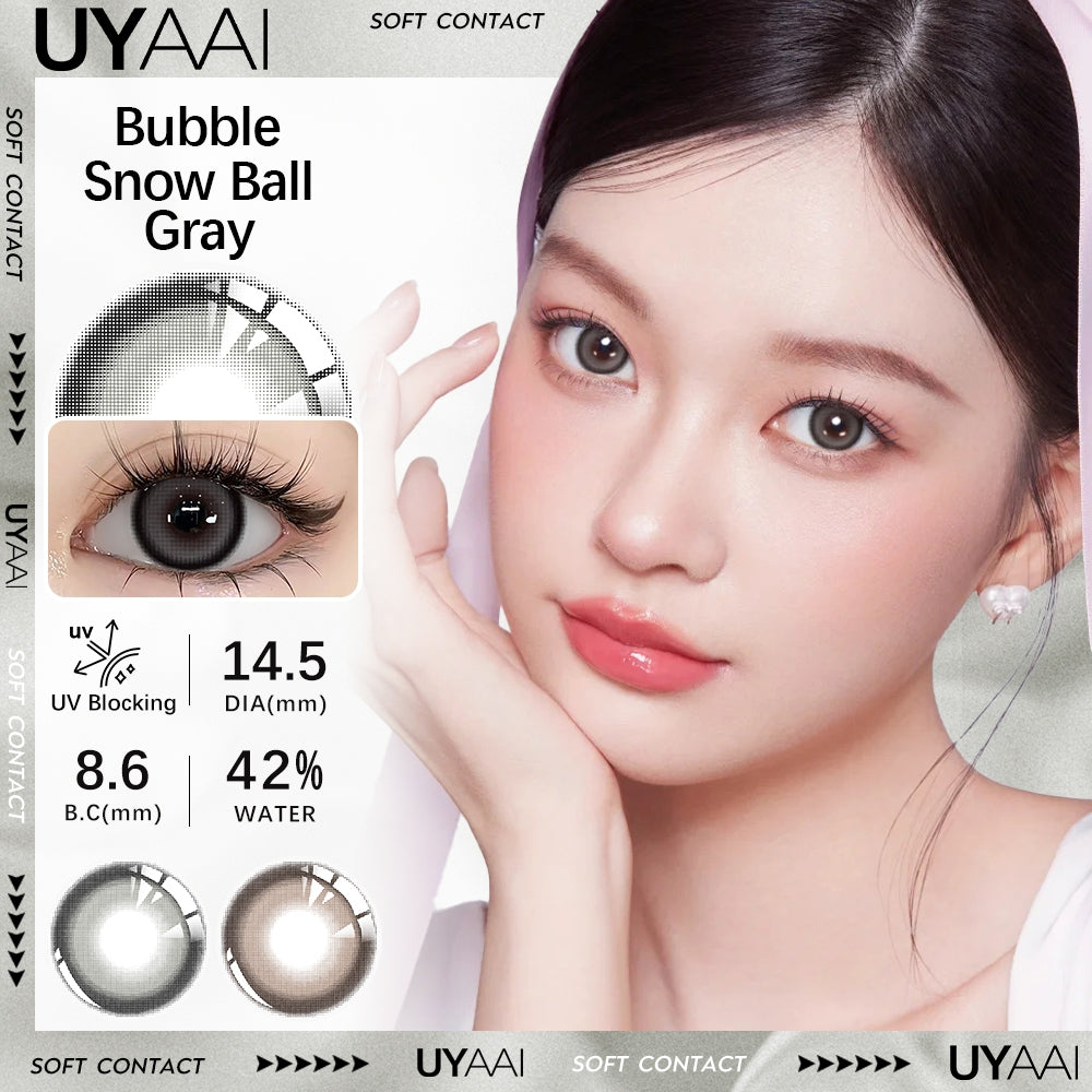 UYAAI softlens 14.5MM Minus 0.00 s/d -6.00 Mata Korea seri Snow Ball Sepasang LENSA KONTAK  6Bulan