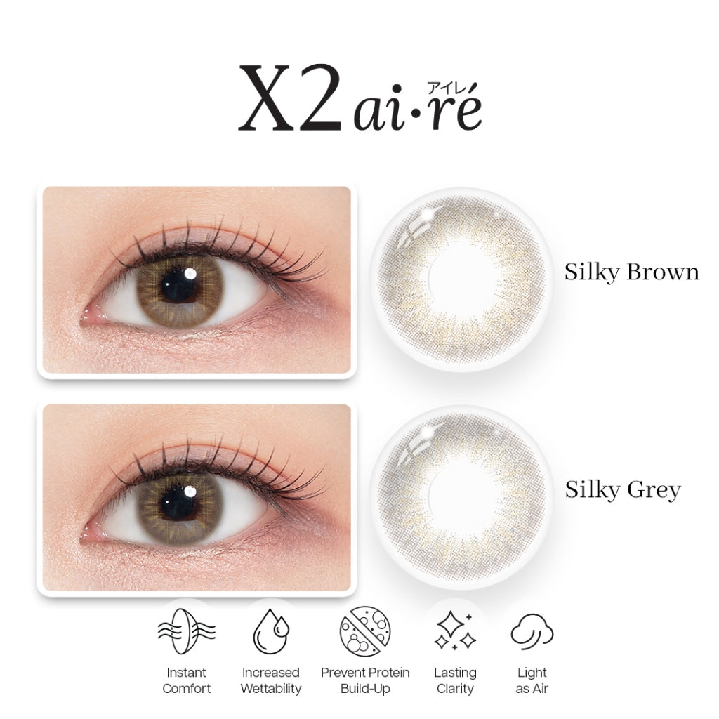 X2 AIRE Softlens Series Silky Grey | Silky Brown - Soflens Natural Minus Korea 14.5mm Soflens Korea