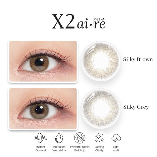 X2 AIRE Softlens Series Silky Grey | Silky Brown - Soflens Natural Minus Korea 14.5mm Soflens Korea