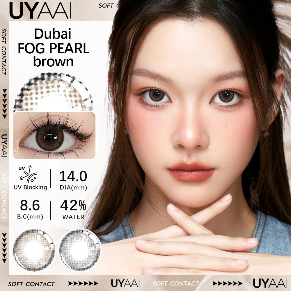UYAAI softlens 14MM Minus 0.00 s/d -6.00 Mata Korea seri FOG PEARL Sepasang LENSA KONTAK  6Bulan