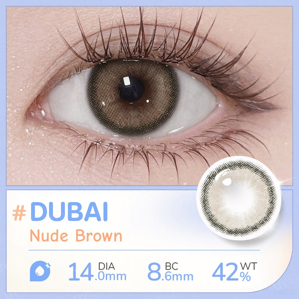 UYAAI Korean Classic Series Colored Contact Lenses - 14.0mm, Power Range: 0.00 to -6.00, 1 Pair (6 Months Supply)