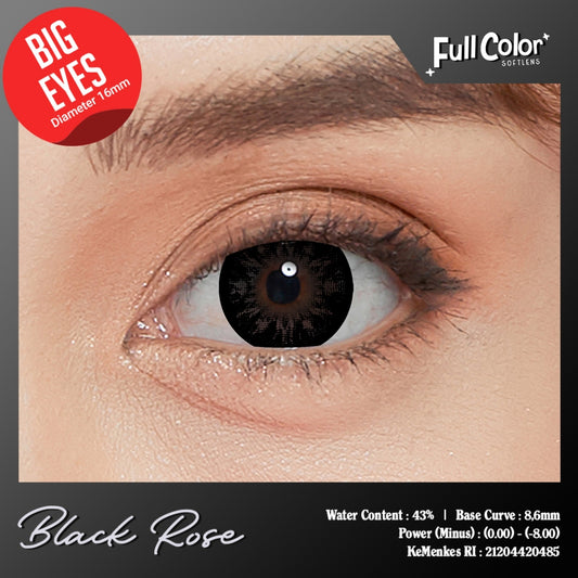 (NORMAL/POWER) SOFTLENS FULL COLOR NEBULA BLACKROSE 16mm diameter BIG EYES - Softlens Hitam - Softlens Big Eyes