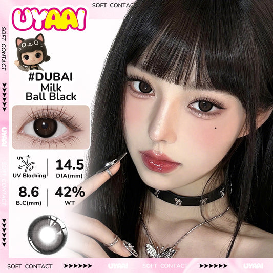 UYAAI softlens 14.5MM Minus 0.00 s/d -6.00 Mata Korea seri Milk Ball Sepasang LENSA KONTAK 6Bulan