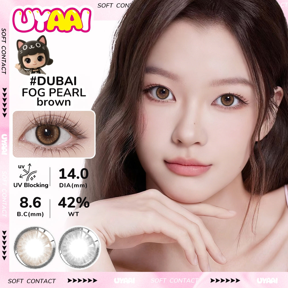 UYAAI softlens 14MM Minus 0.00 s/d -6.00 Mata Korea seri FOG PEARL Sepasang LENSA KONTAK  6Bulan