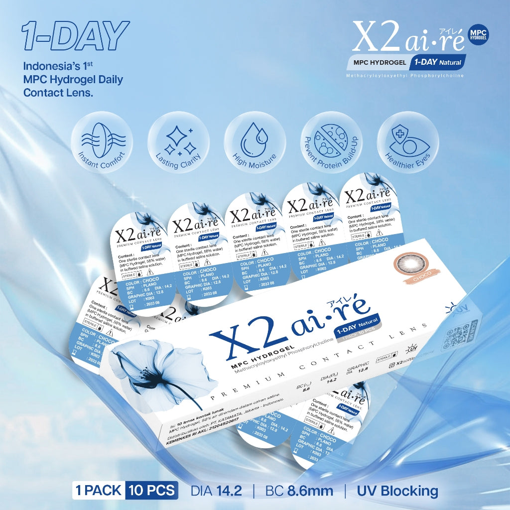 X2 AIRE DAILY Clear Contact Lenses for Nearsightedness