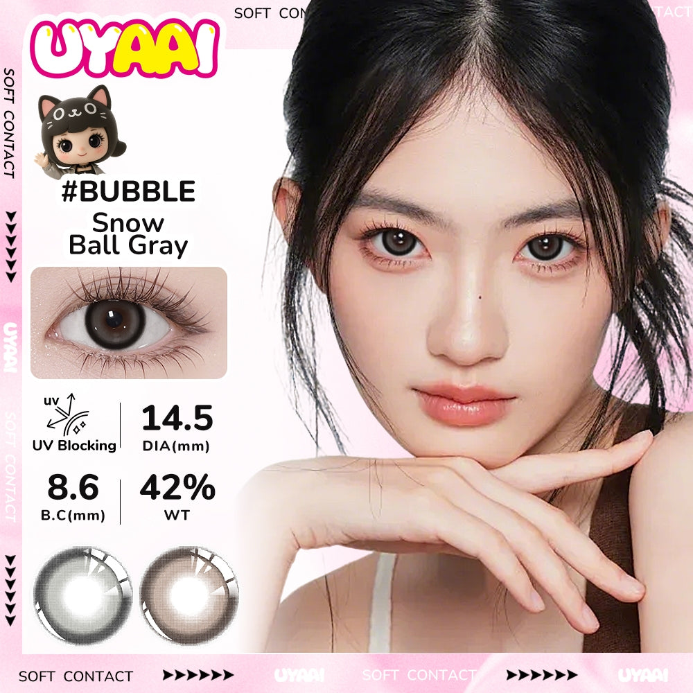 UYAAI softlens 14.5MM Minus 0.00 s/d -6.00 Mata Korea seri Snow Ball Sepasang LENSA KONTAK  6Bulan