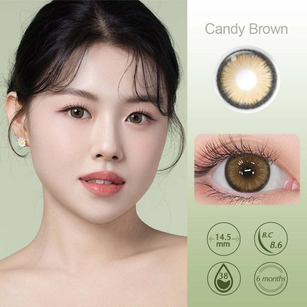 [1.25~-8.00] Magister Softlens Minus 14.5mm Diamon Seri Big Eyes Candy Brown allure gray Gaya yang menawan dan modis