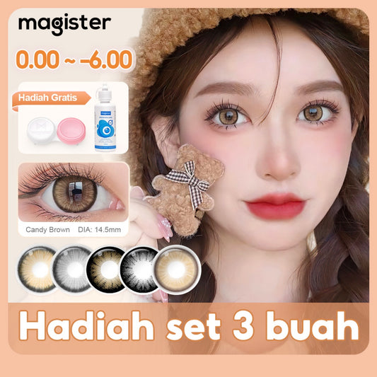 Set isi 3 Magister softlens minus Sepasang softlens+120ml cairan 14.50mm big eyes