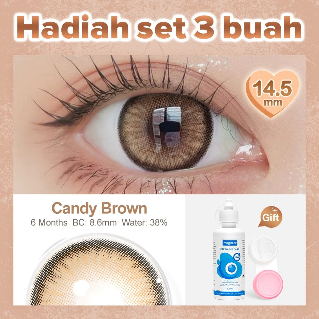 Set isi 3 Magister softlens minus Sepasang softlens+120ml cairan 14.50mm big eyes