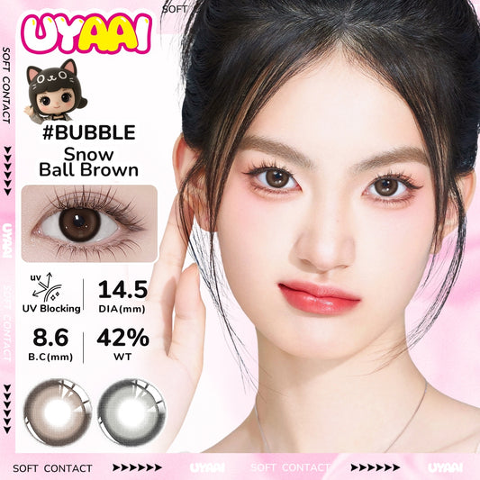 UYAAI softlens 14.5MM Minus 0.00 s/d -6.00 Mata Korea seri Snow Ball Sepasang LENSA KONTAK  6Bulan
