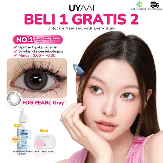 UYAAI Lensa kontak BELI 1 DAPAT 2 14.5mm Minus 0.00 s/d~6.00 Softle Natural Softlens Set :1 Pasang Softlen+1Pcs Air Solution 60ml + 1 Len case