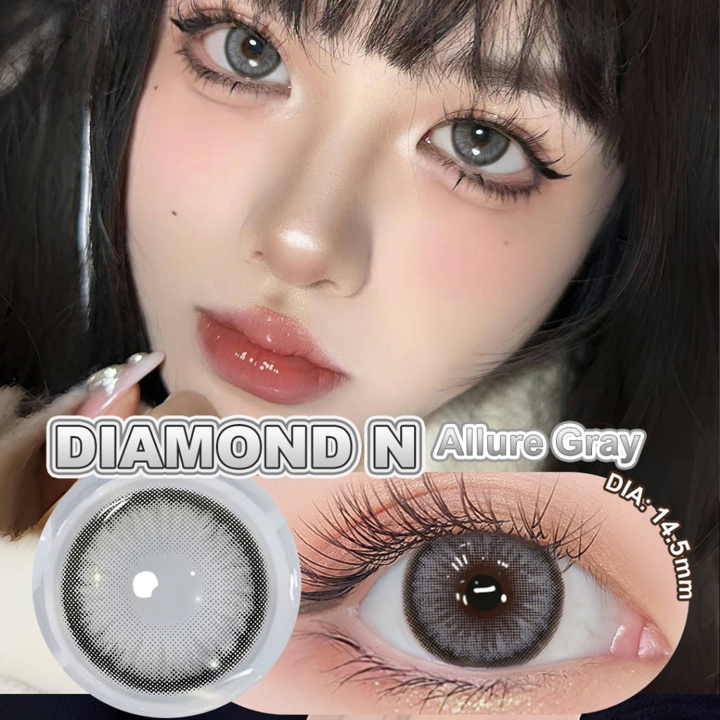 [1.25~-8.00] Magister Softlens Minus 14.5mm Diamon Seri Big Eyes Candy Brown allure gray Gaya yang menawan dan modis