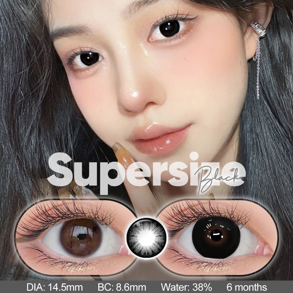 Magister softlens Normal 16mm big eyes soflens hitam soflens Brown DIA14.5 Softlen Black Lens Kontak Doll Eyes with Case
