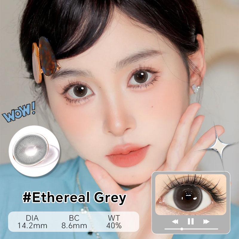 Mysticeyes Color Contact Lenses (0.00 to -5.00) in Grey, Brown, Black | 40% Water | 14.2-14.5mm