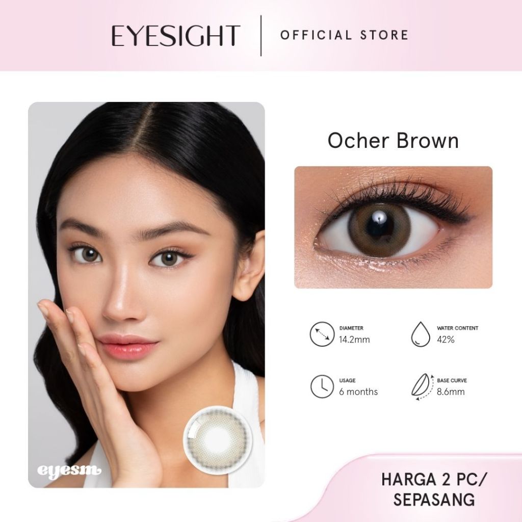 [BEST SELLER] EYESIGHT LENSES Eyesm Ocher Brown - Korean Natural Pattern Contact Lenses, 14.2mm (1 Pair) - Available with/without Prescription