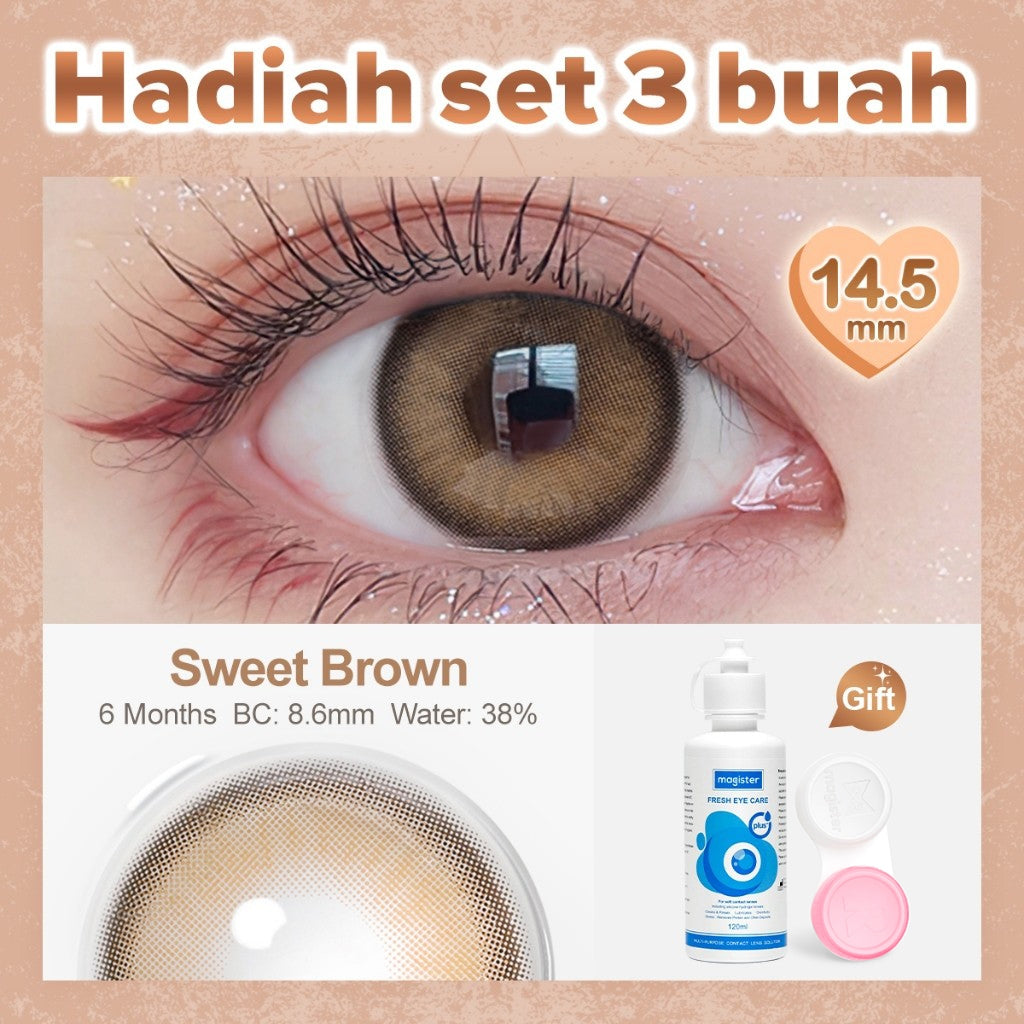 Set isi 3 Magister softlens minus Sepasang softlens+120ml cairan 14.50mm big eyes