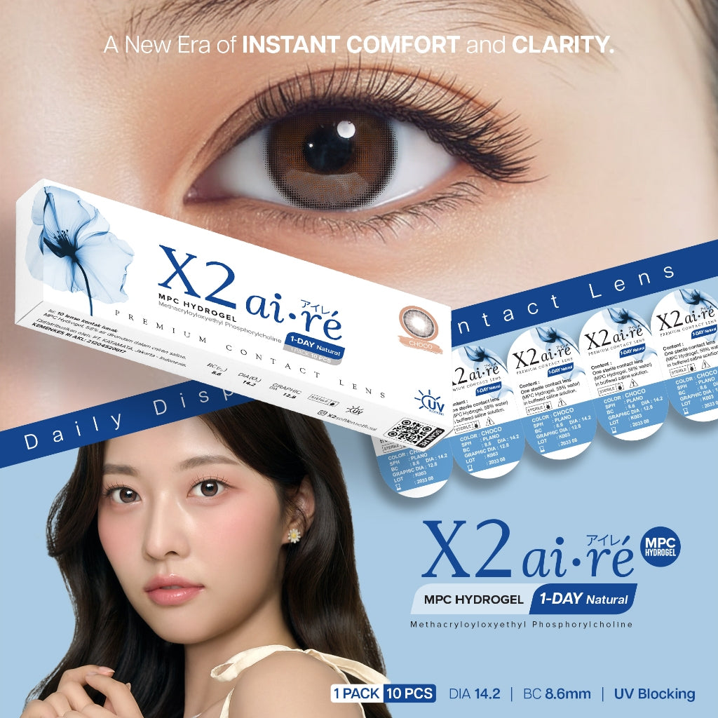 X2 AIRE DAILY Softlens Varian Choco - Soflens Natural - 1 Day Softlens