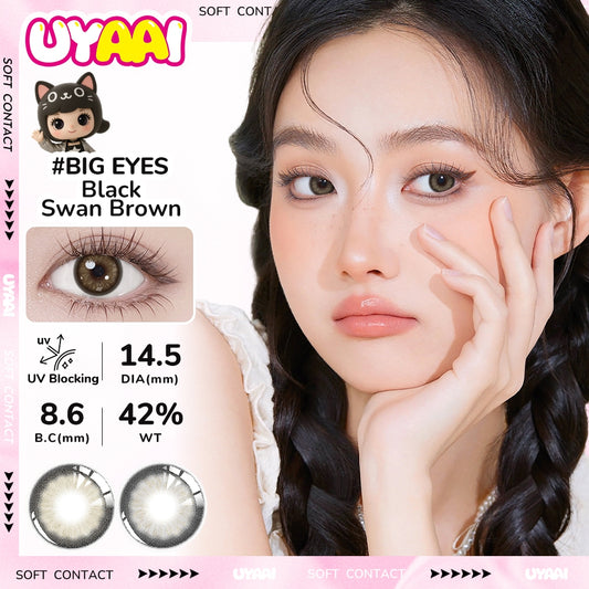 UYAAI softlens 14.5MM Minus 0.00 s/d -6.00 Mata Korea seri Black Swan Sepasang LENSA KONTAK  6Bulan