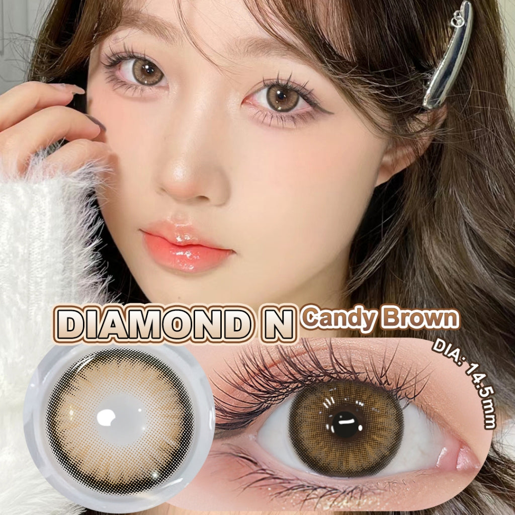 [1.25~-8.00] Magister Softlens Minus 14.5mm Diamon Seri Big Eyes Candy Brown allure gray Gaya yang menawan dan modis