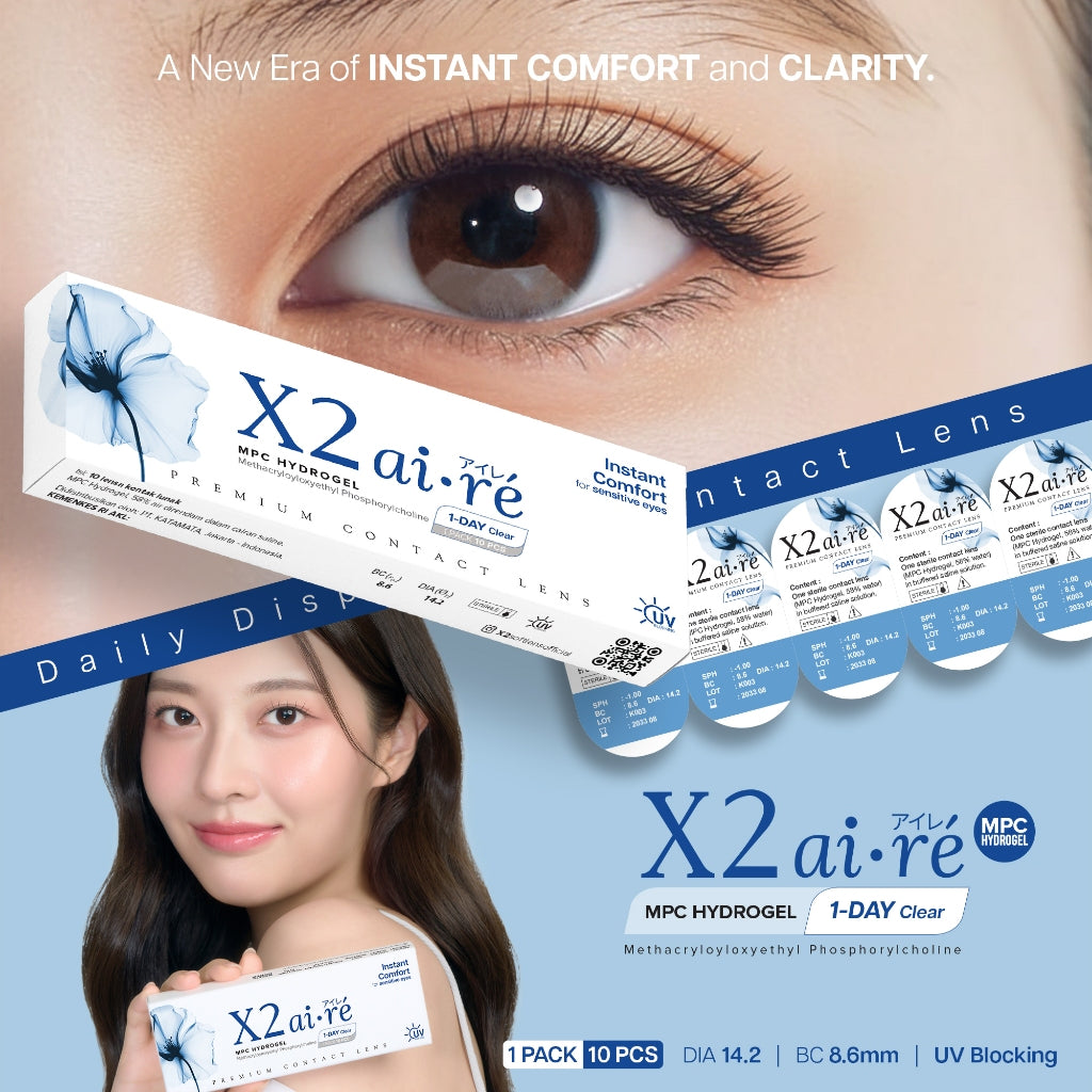 X2 AIRE DAILY Clear Contact Lenses for Nearsightedness