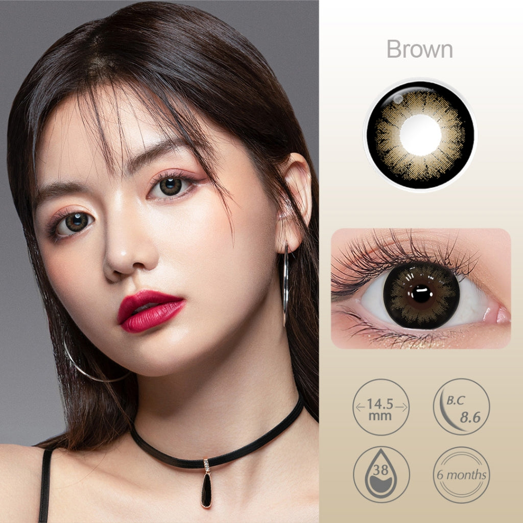 Magister soflens minus [0.00~-6.00] brown softlens no ring natural  big eyes
