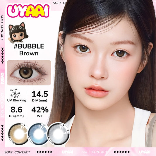 UYAAI softlens 14.5MM Minus Normal 0.00 s Mata Korea seri BUBBLE Sepasang LENSA KONTAK  6Bulan