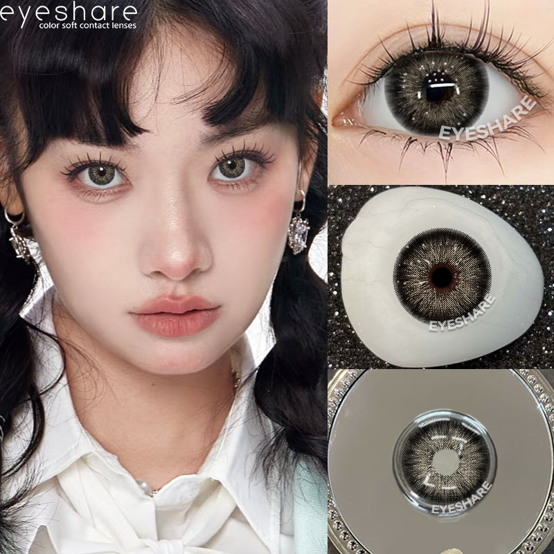 Eyeshare Softlens Minus(-1.00 ~ -8.00) Black 14.2mm 14.5mm Softlens Mata Softlens Warna Lensa Kontak Soflen Gray