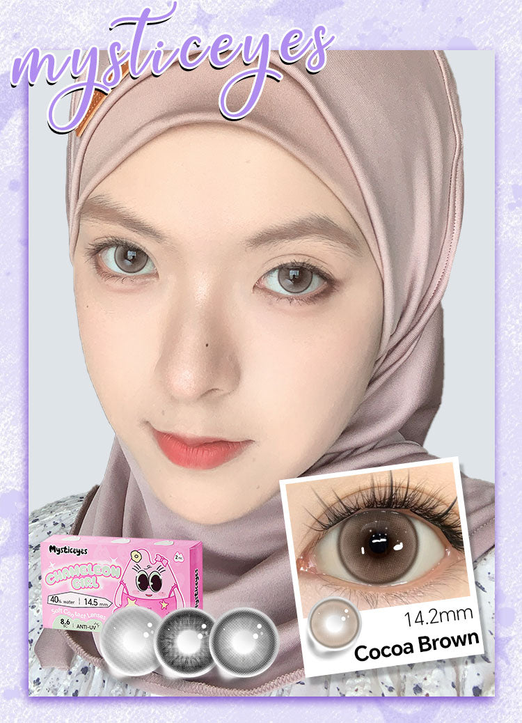 Mysticeyes Color Contact Lenses (0.00 to -5.00) in Grey, Brown, Black | 40% Water | 14.2-14.5mm