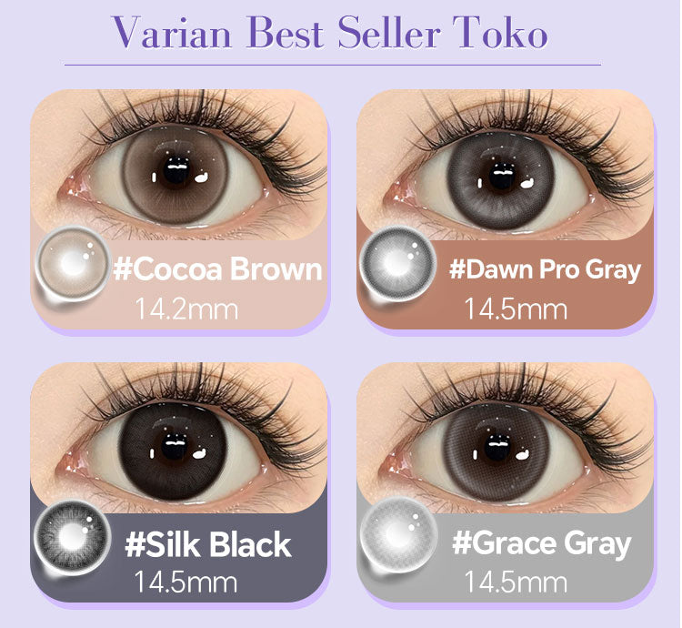 Mysticeyes Color Contact Lenses (0.00 to -5.00) in Grey, Brown, Black | 40% Water | 14.2-14.5mm