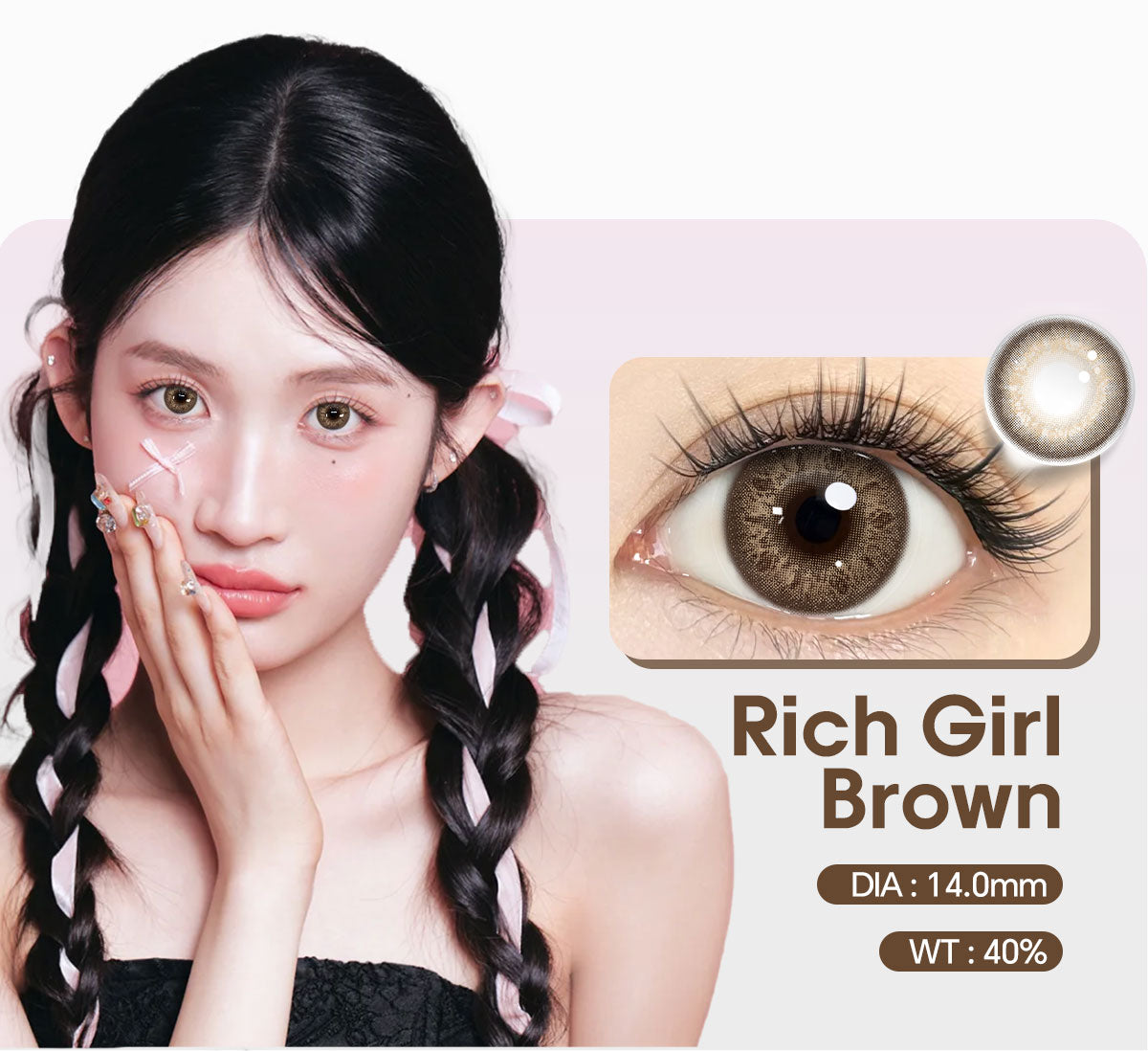 Mysticeyes 14.5mm Brown Contact Lenses (40% Water Content) - 6 Month Use