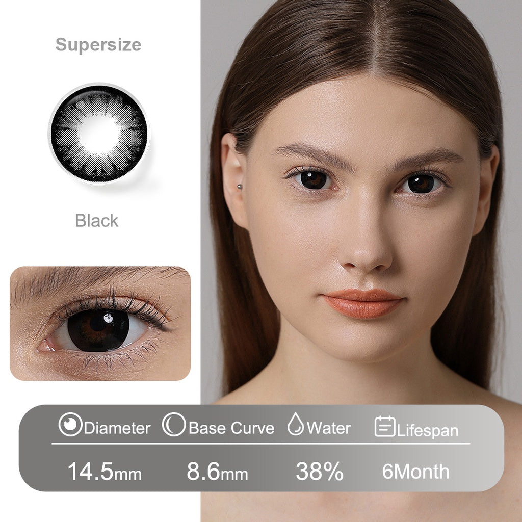Magister softlens Normal 16mm big eyes soflens hitam soflens Brown DIA14.5 Softlen Black Lens Kontak Doll Eyes with Case