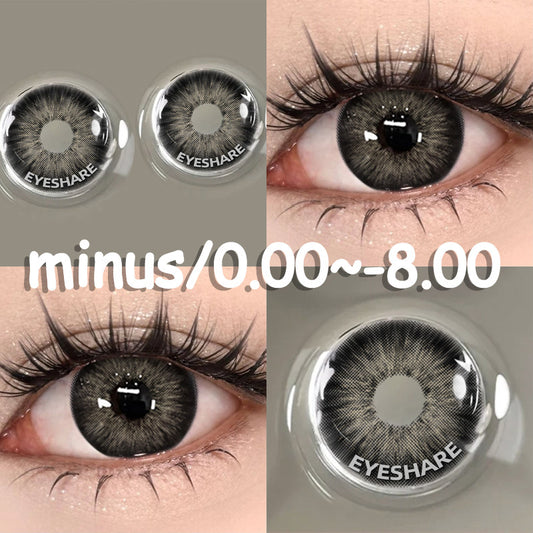 PATTAYA Black Natural Korean Contact Lenses - 14.5mm Diameter, 12 Months Use, Power Range: 0.00 to -8.00