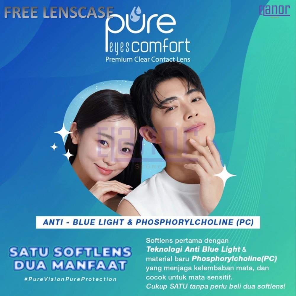 SOFTLENS PURE EYES COMFORT PREMIUM CLEAR CONTACT LENS (-0.50 s/d -12.00) ANTI BLUE LIGHT BY IRISLAB