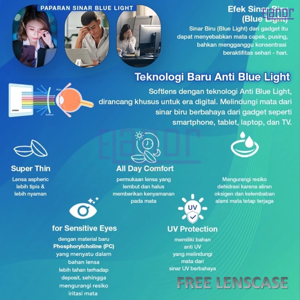 SOFTLENS PURE EYES COMFORT PREMIUM CLEAR CONTACT LENS (-0.50 s/d -12.00) ANTI BLUE LIGHT BY IRISLAB