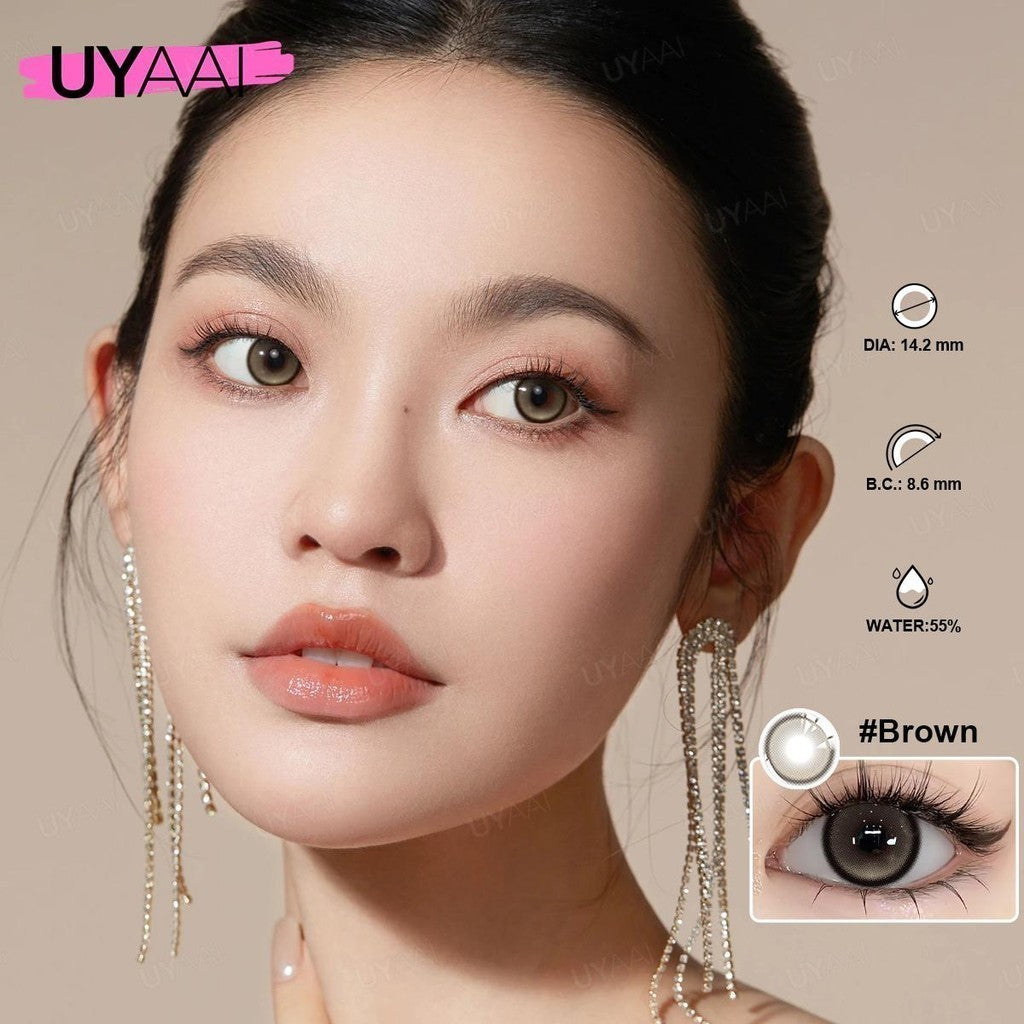 UYAAI Daily Disposable Colored Contact Lenses - VIVIRING Series in Pink, Brown, Purple (14.2mm)