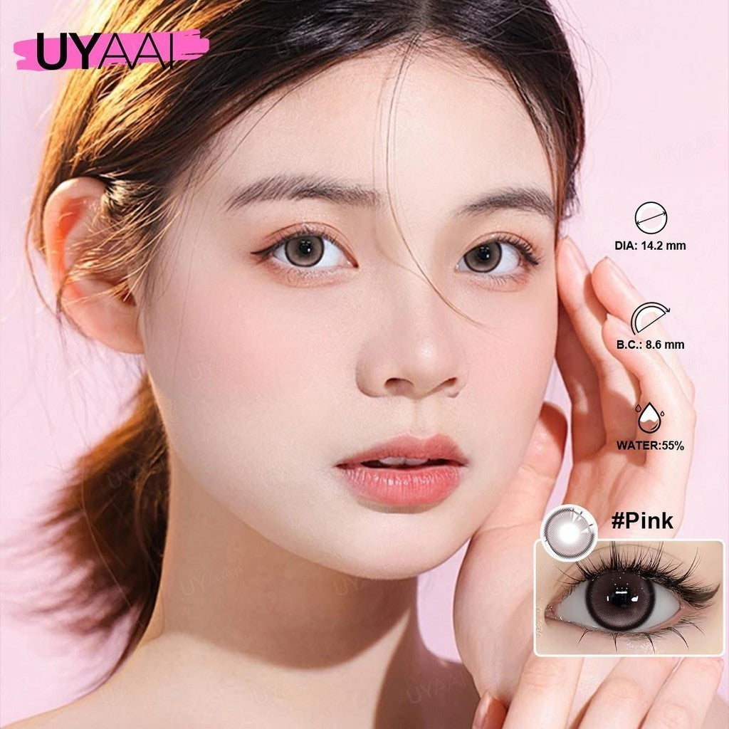 UYAAI Daily Disposable Colored Contact Lenses - VIVIRING Series in Pink, Brown, Purple (14.2mm)
