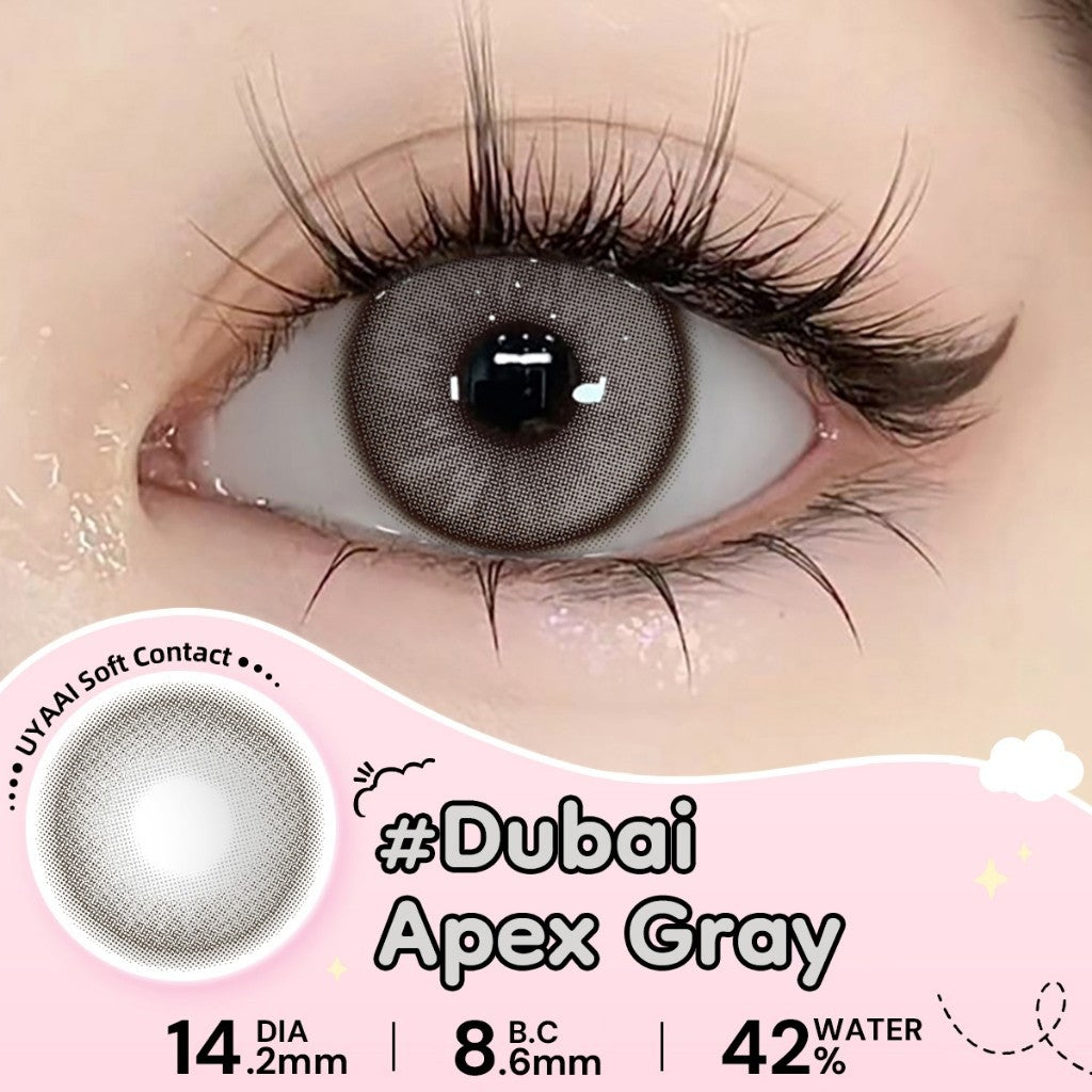 UYAAI Softlens Normal  Seri #Beeswax Pony Gray Sepasang Lensa Kontak Diameter14.0-15.0MM Kadar Air 42% soflens