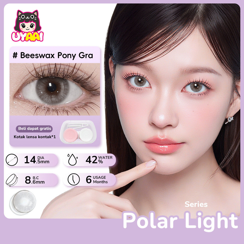 UYAAI Softlens Normal  Seri #Beeswax Pony Gray Sepasang Lensa Kontak Diameter14.0-15.0MM Kadar Air 42% soflens
