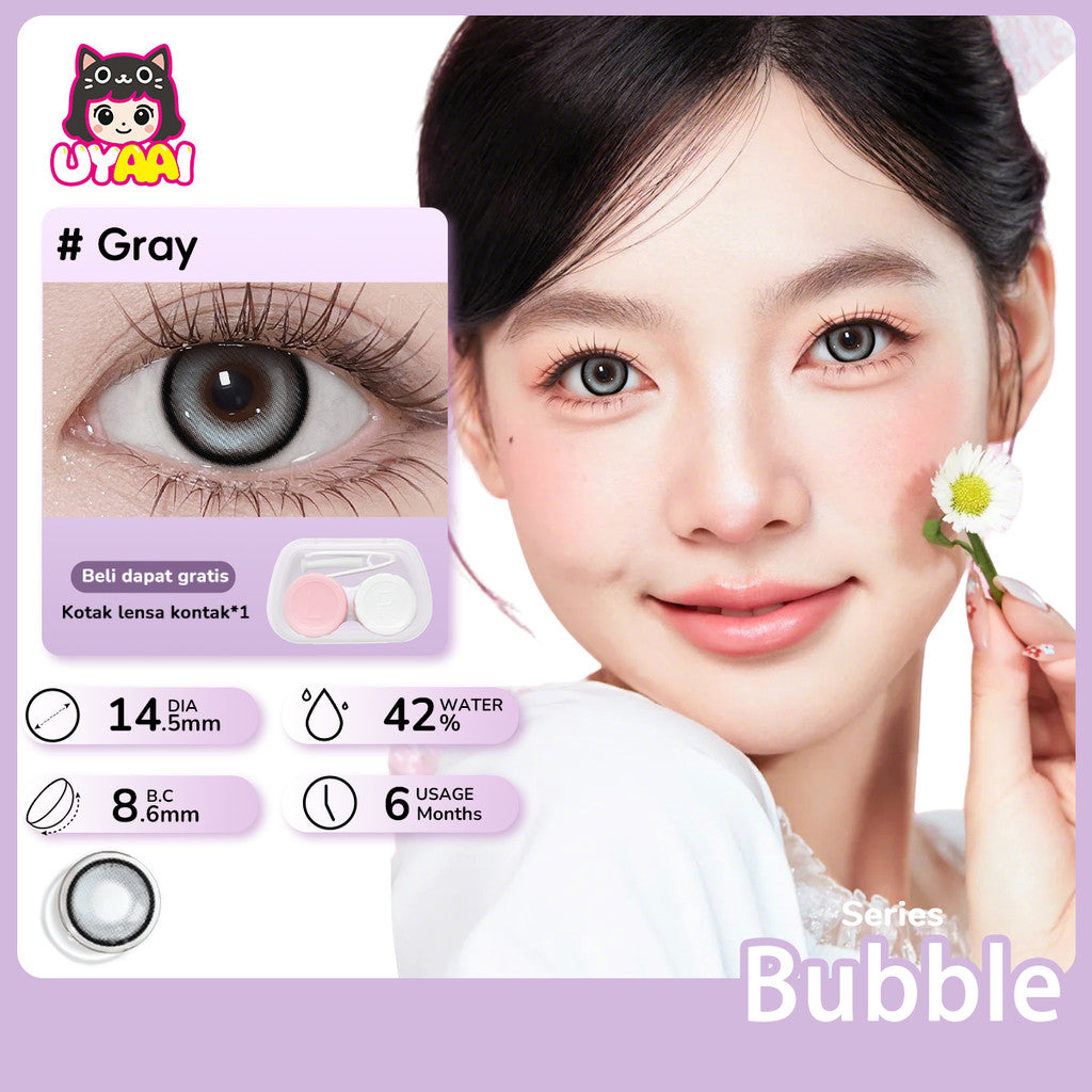 UYAAI Softlens Normal  Seri #Beeswax Pony Gray Sepasang Lensa Kontak Diameter14.0-15.0MM Kadar Air 42% soflens